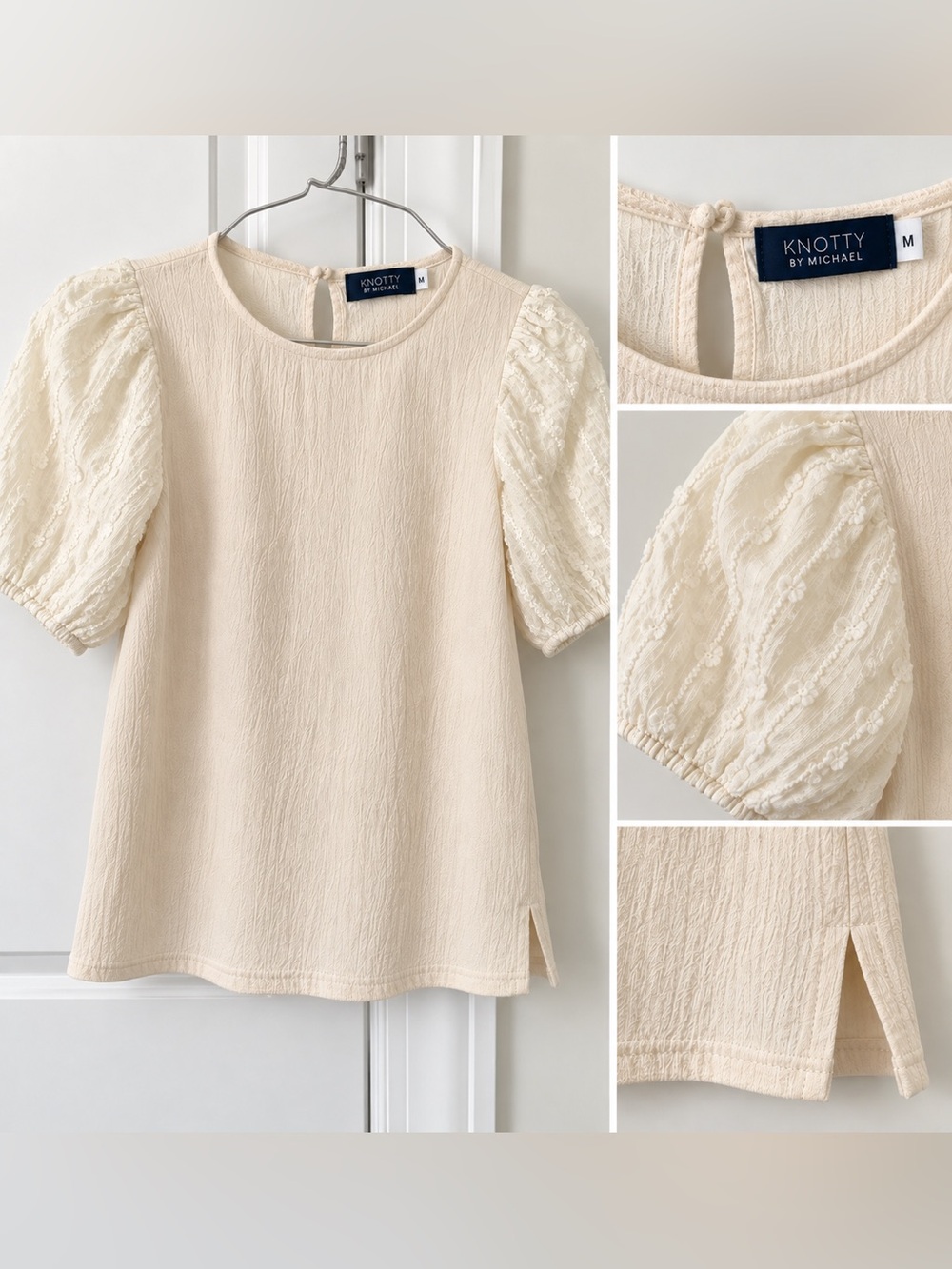 Knotty by Michael Cream Puff-Sleeve Girls' Top